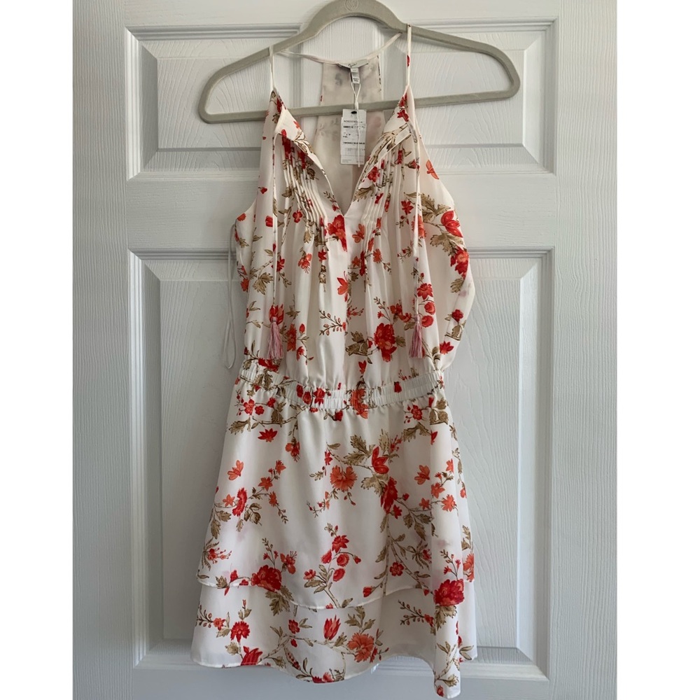 Joie ruffled orange floral print Mini dress  XS